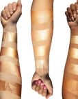 Arm Swatches of Beautiful mess on three different skin tones