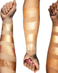 Arm Swatches of Beautiful mess on three different skin tones