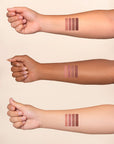 Arm Swatches of Beautiful mess on three different skin tones